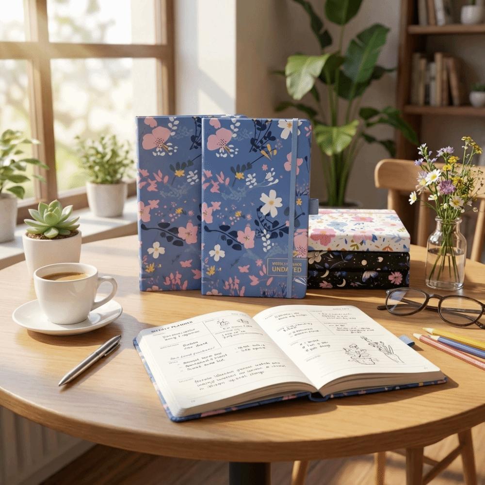 A5 Size Undated Academic Agenda High-Quality Paper Customizable Notebook  Personal Planning