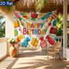 Gifts Candy Sweet Birthday Celebration Banner, Colorful Polyester Backdrop for Party Decorations