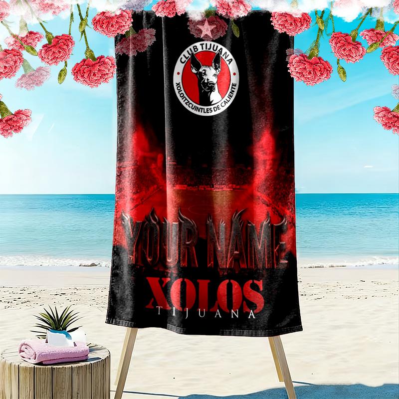 Name Custom Club Tijuana Logo Print Beach Towel, Large Soft Quick Dry Towel for Beach Camping Swimming