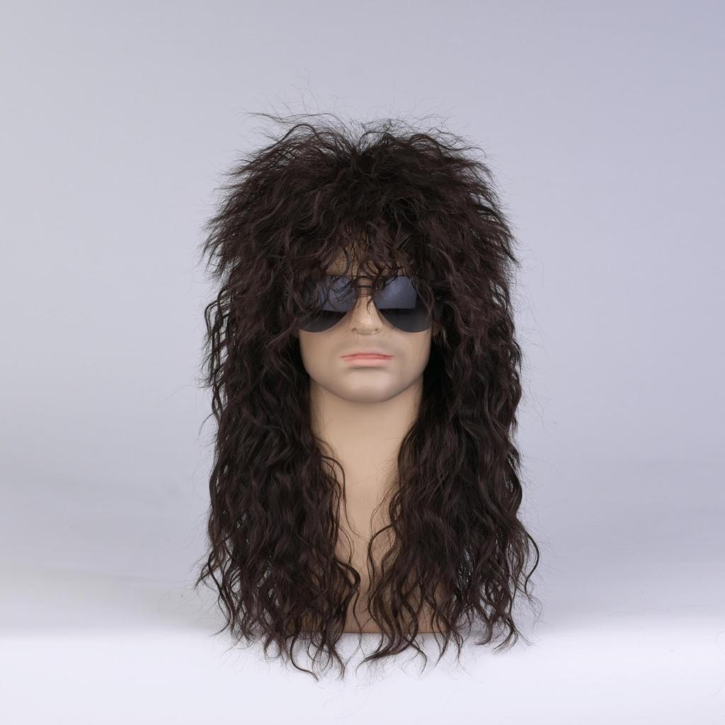 Fluffy Long Curly Rock Era Retro Punk Wig for Halloween