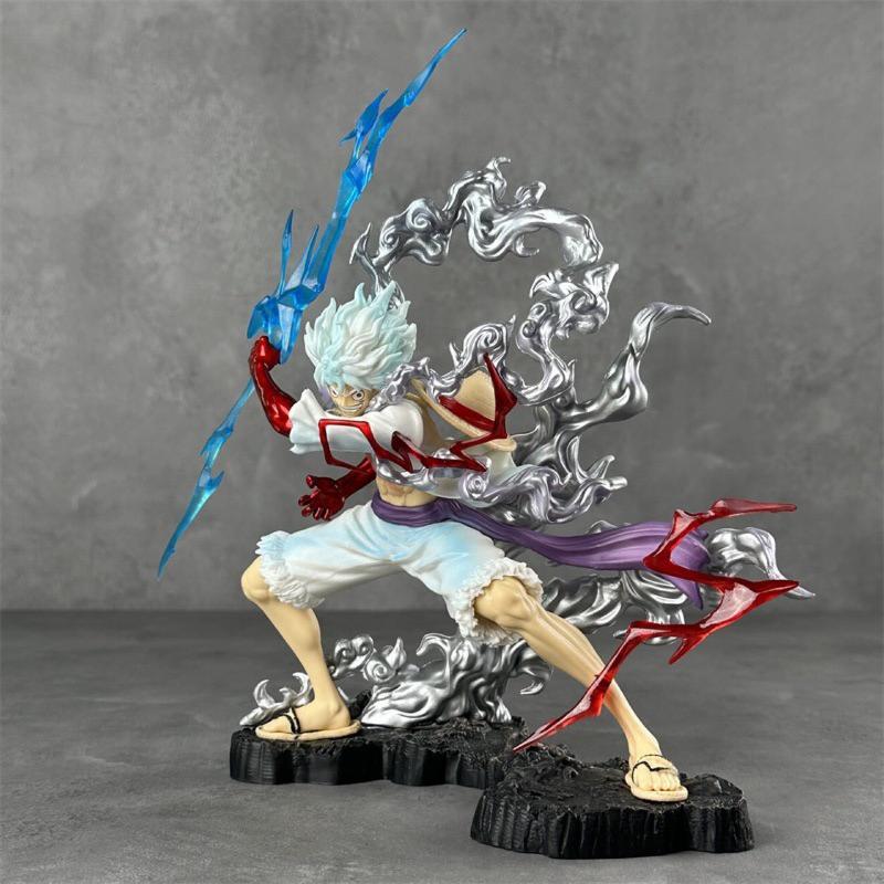 Anime Figure Gear 5 Thunderbolt Nika Luffy Toy Model Statue Collection Desktop Decoration