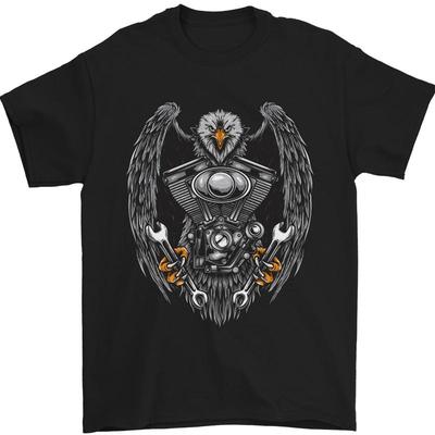 Men's Eagle 100% Cotton Motorcycle Biker T-Shirt