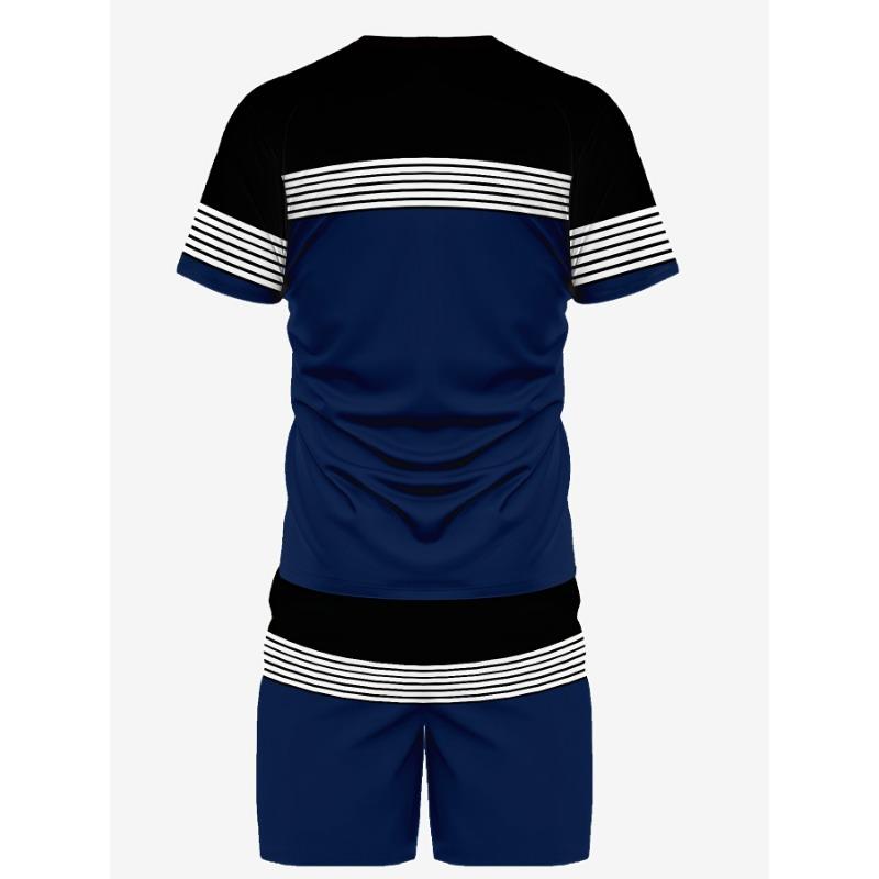

Men s summer breathable and comfortable round neck T-shirt top shorts set with striped pattern print outdoor two-piece set 6XL