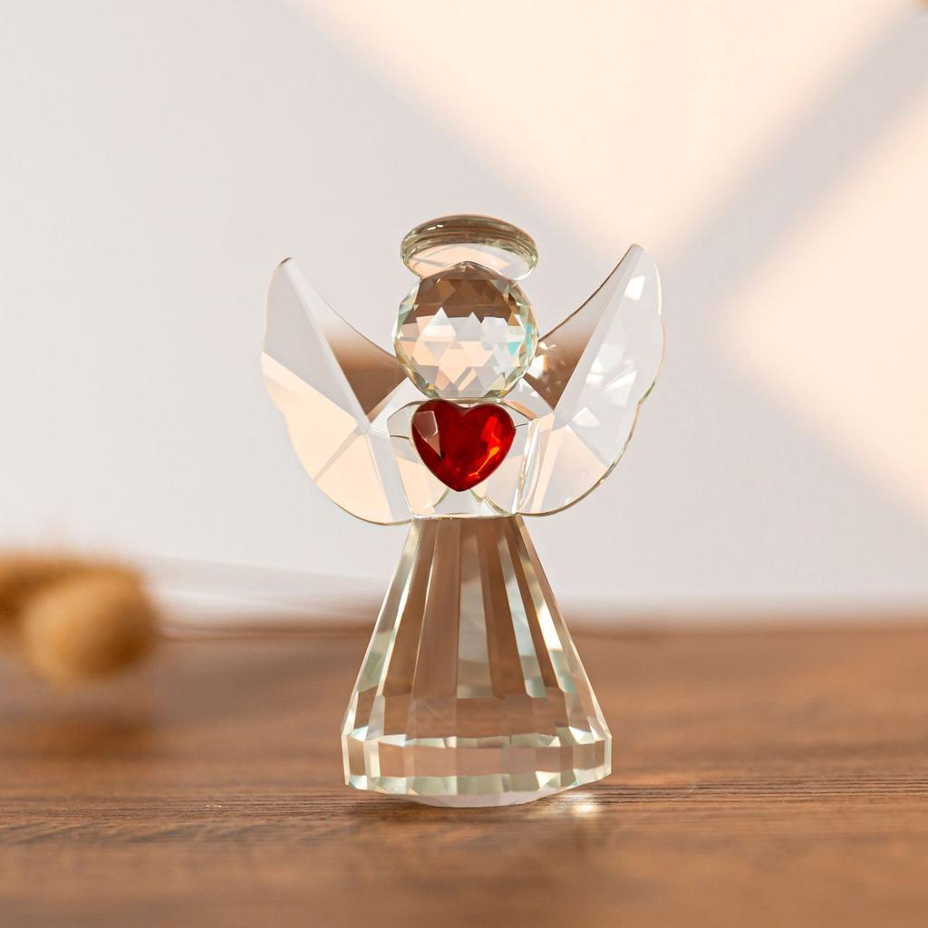 Handgefertigte Kristall Schutzengel Statue Heimdekorative Kunst Sammlerstücke Kristallstein