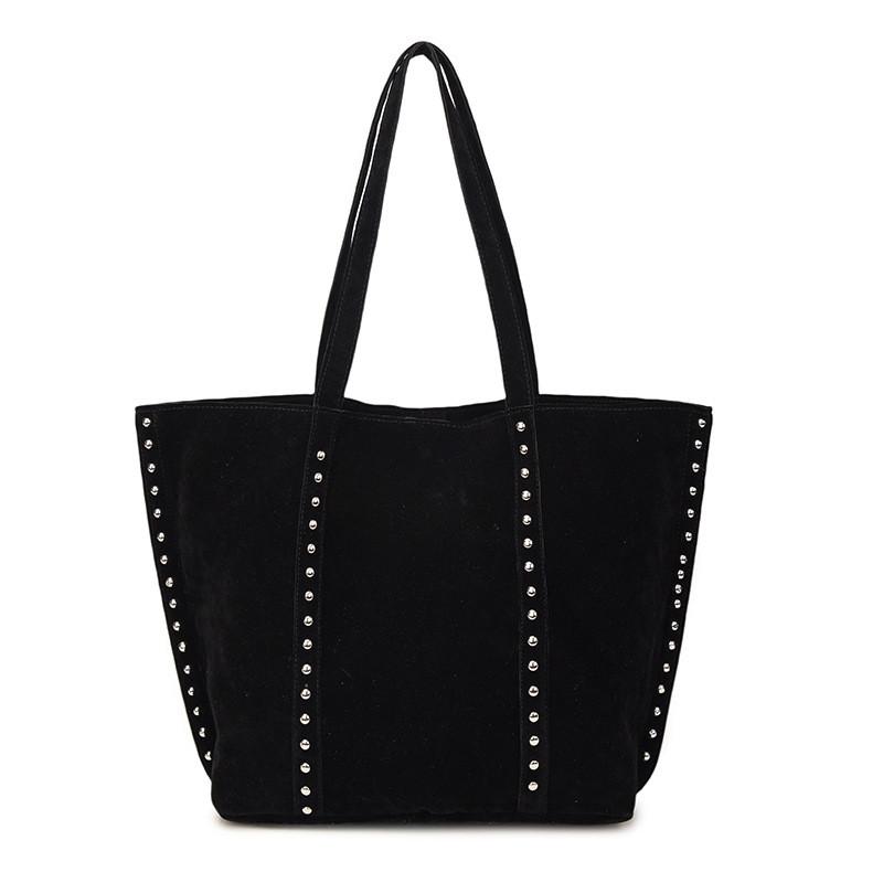 Vintage European Style Leather Corduroy Tote Bag For Daily Use With Magnetic Closure And Interior Pockets