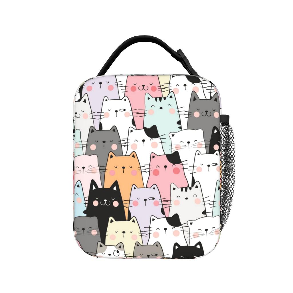Torba lunchowa Kotolandia dla dziecka Kawaii Zwierzątka Zwierzęta Grafika Pudełko na lunch Retro Torba chłodząca na zewnątrz Termiczne torby lunchowe Izolowane
