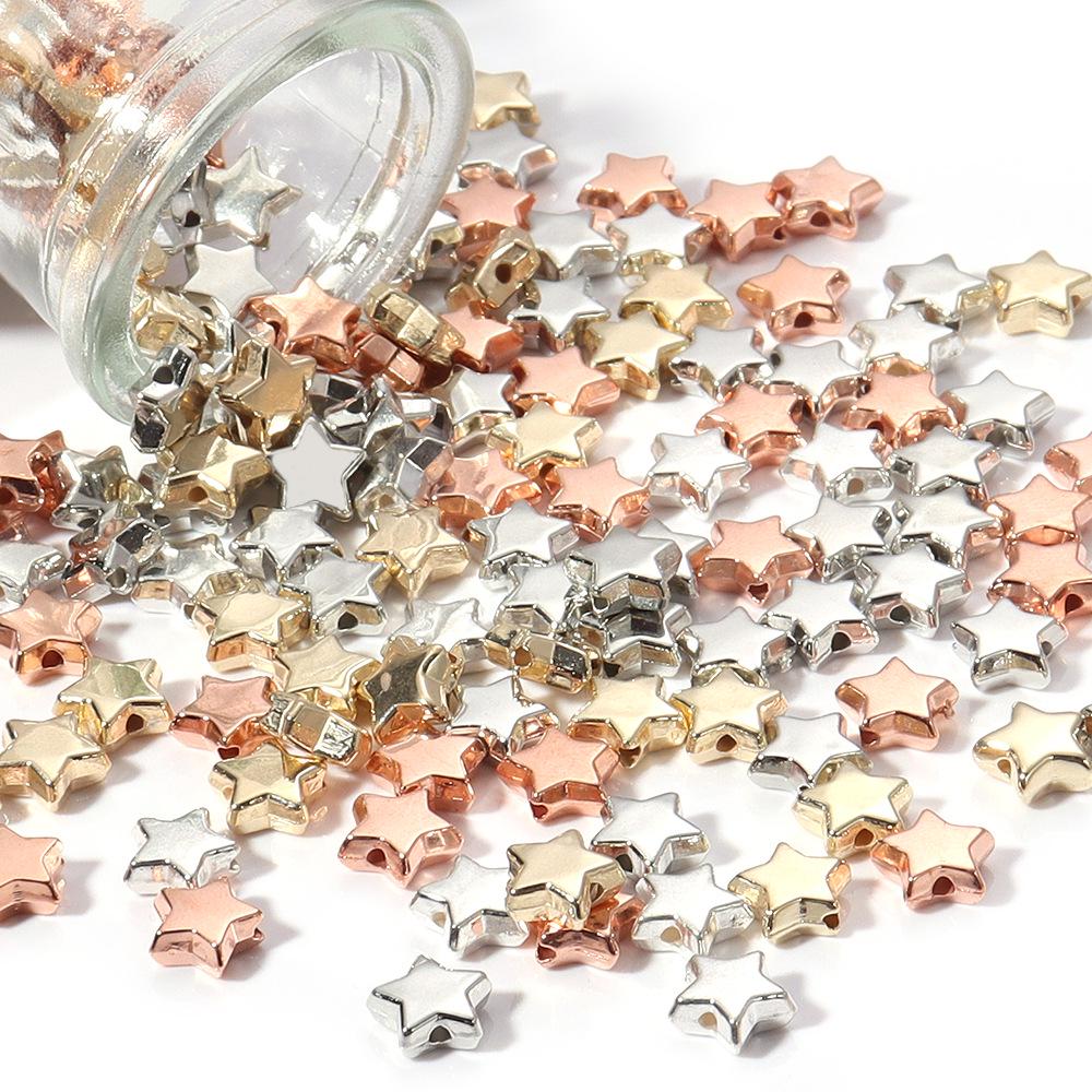 

CCB Star Beads: Color-Preserving, Electroplated, Five-Pointed Loose Beads for DIY Jewelry 50 pcs, 10mm diameter, 4mm thickness, 1.6mm hole