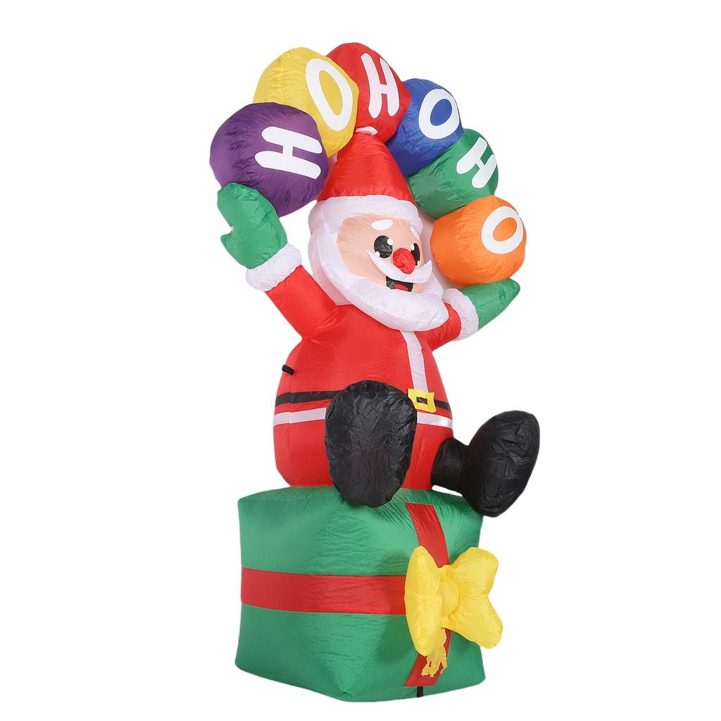 Inflatable Father Xmas 5.9ft Water Proof Polyester LED Blow Up Father Xmas Holding Sign for Outdoor Yard Decoration