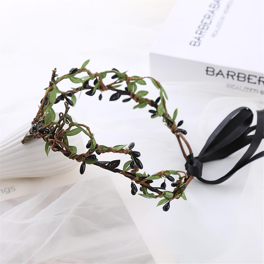 Adjustable Leaves Shape Hair Hoop Rhinestone Pendant Headband Wedding Party Bride Bohemian Style Styling Headband