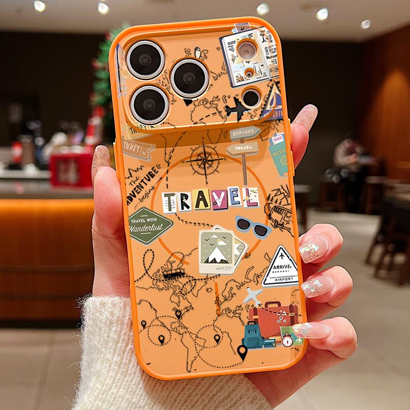 

Travel Map Patterned Magnetic Phone Case For iPhone 17 Pro Max 16 15 14 13 Pro Max For Magsafe Wireless Charge TPU PC Back Cover iPhone 13 Pro