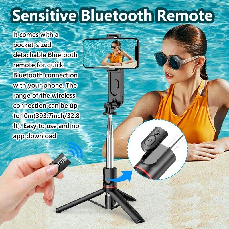 Wireless Selfie Stick Tripods Stand Foldable Monopod With LED Fill Light Bluetooth Remote Control For Smart Phone Shooting Live