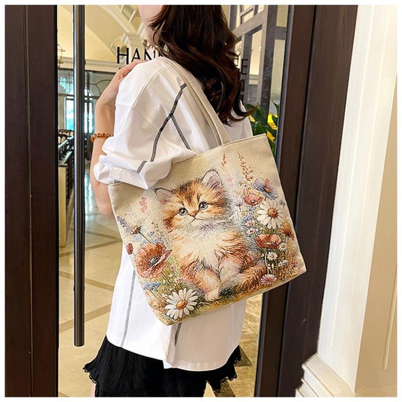 New Art and Art Student Canvas Bag Cartoon Harajuku Peripheral Large Capacity Portable Shopping Bag Cute Girl Shoulder Bag