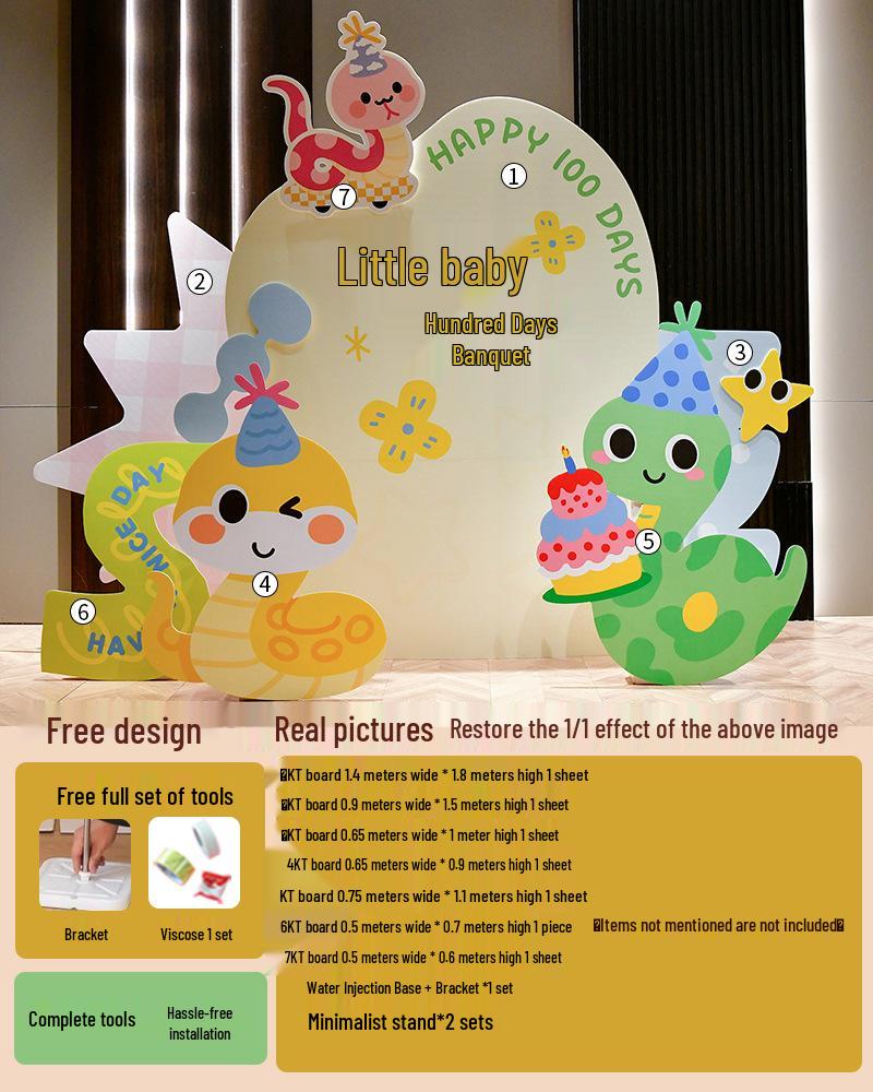 Baby Full Moon & 100 Days Celebration Decor Set - Snake Theme with Balloons for Boys and Girls