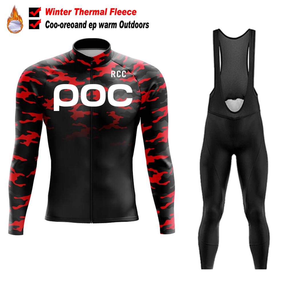 2026 RCC POC Team Winter Cycling Jersey Set Bicycle Sportwear Uniform Ciclismo Road Bike Clothing Bicicleta Long Bib Pants