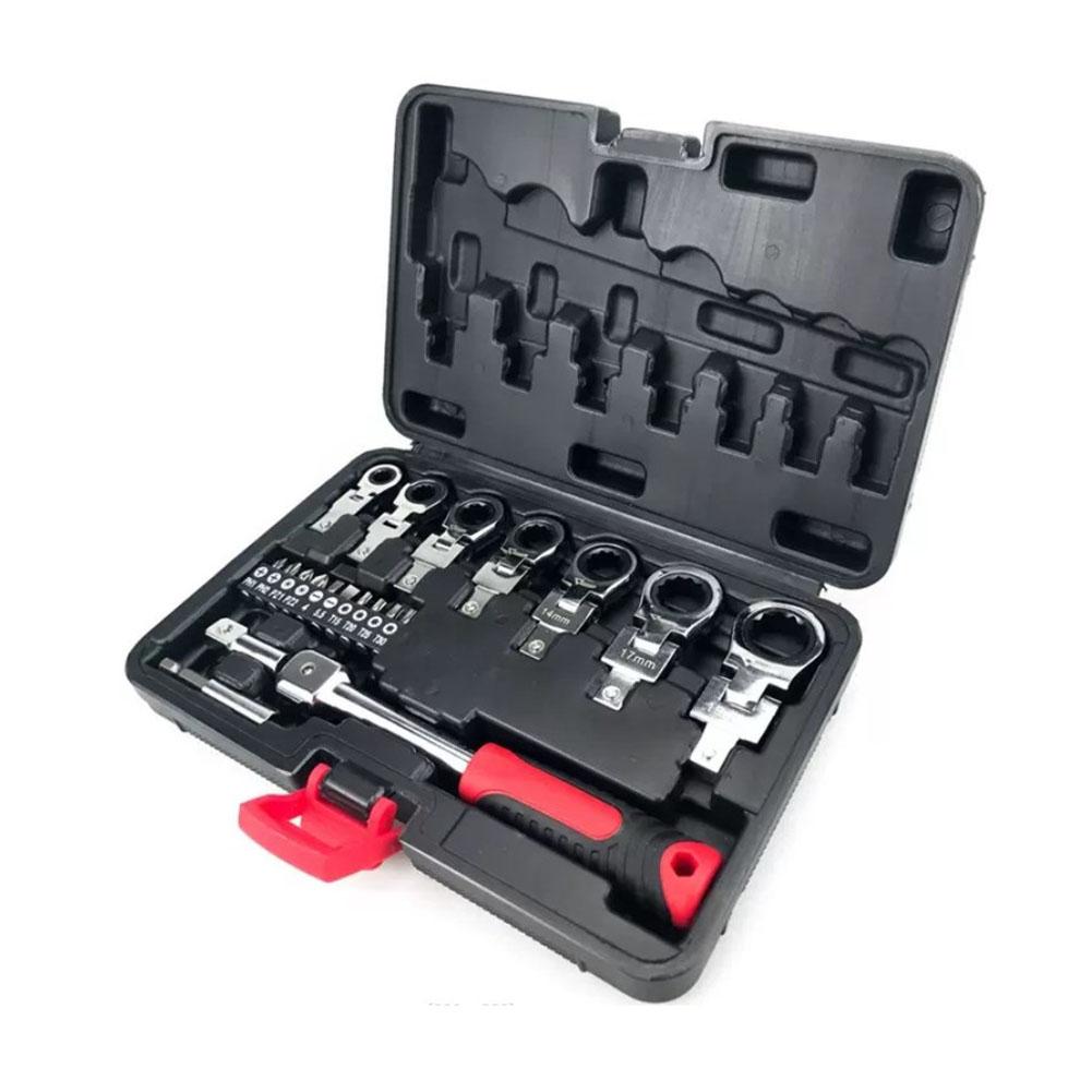 Ratchet Wrench Set 20pcs with 72 Tooth Gear and 180 Degree Rotation Featuring Changeable Heads for Repair Work