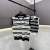 2026 European Striped Knit Lapel Vest: Chic Summer Casual Top