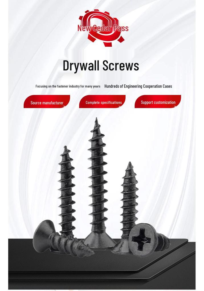Black Phosphate Cross Recessed Flat Head Self-Tapping Drywall Screws for Light Steel Keel and Plasterboard