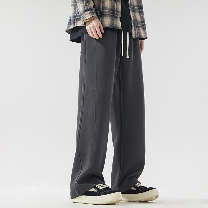 

Весенние хлопковые спортивные штаны Hua 300 г, тяжелые, унисекс, широкие: Спортивные брюки в гонконгском стиле, длиной до пола 5XL темно-серого