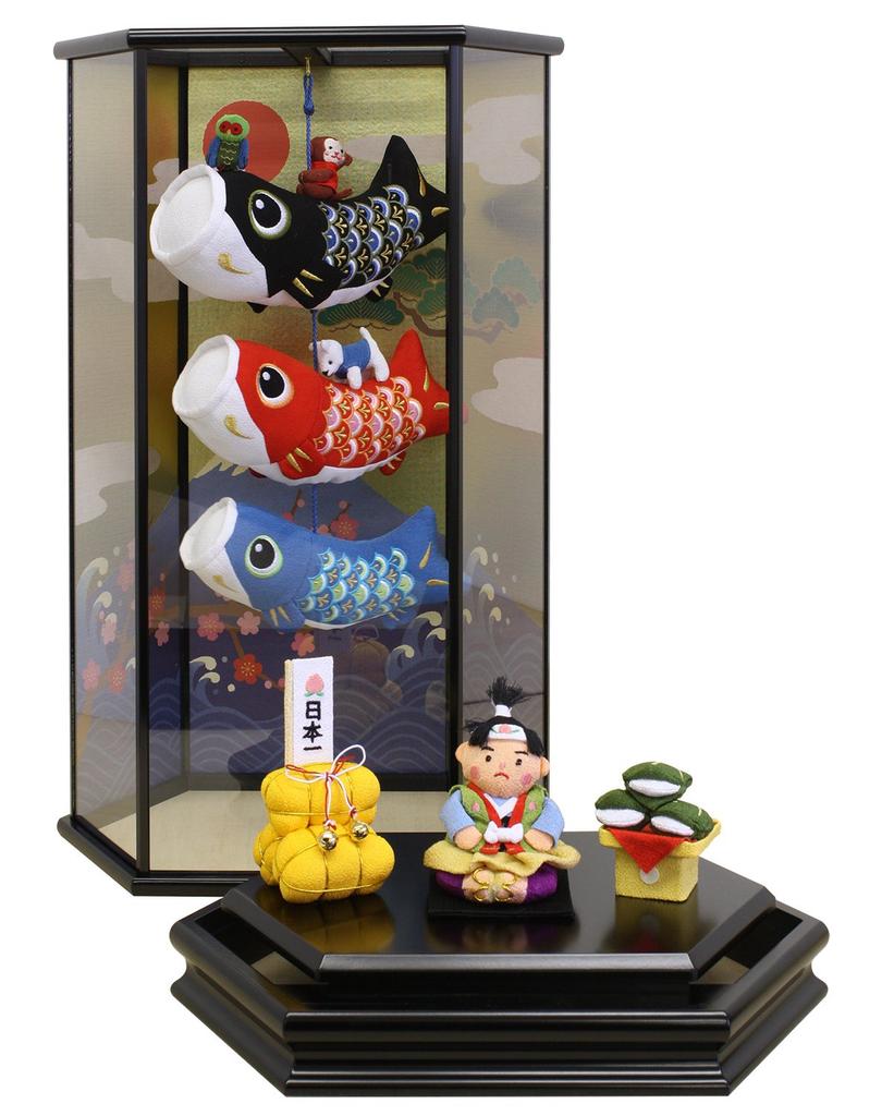 Doll Kodomoya Main Store Satsuki Doll Indoor Carp Streamer Side Decoration Hexagonal Case Decoration Momotaro Carp Streamer Width 36 X Depth 26 X