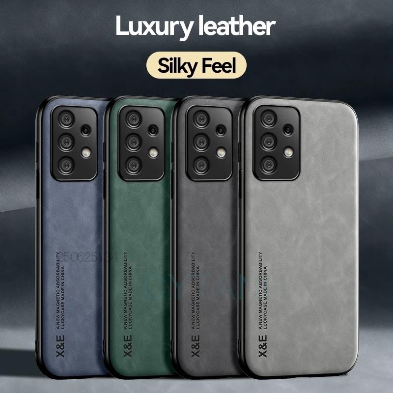 For Samsung Galaxy A13 4G Lite Case Leather Car Magnetic Holder Phone Cases For Samsung A33 A53 A73 5G Lens Protect Coque Fundas
