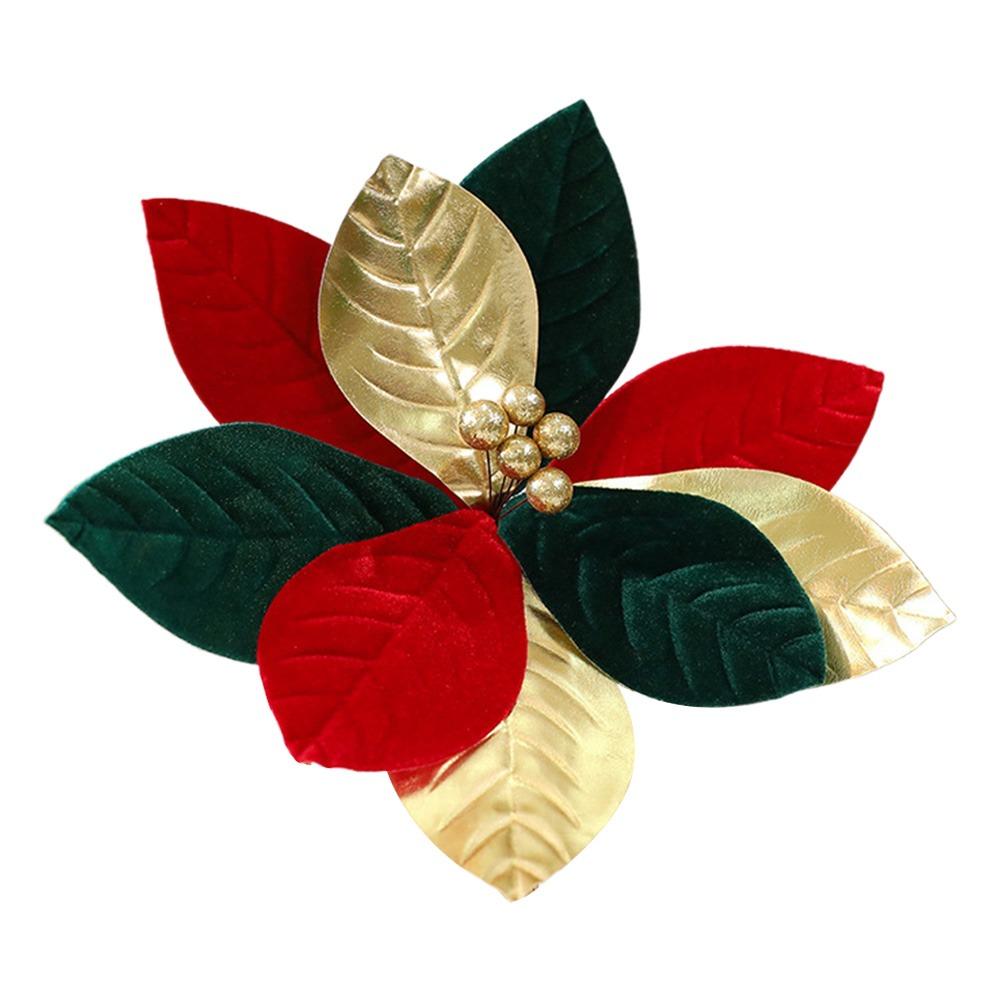 Stoff Glitzer Weihnachtsblume Weich 32cm Blumenschmuck Große Größe Festival Partyzubehör Blumenschmuck