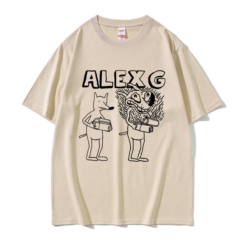 2025 Summer Singer Alex G Graphic Tshirt Men Women Fashion Cartoon Summer Tshirts Mens Casual 100 Pure Cotton Printed Tshirt