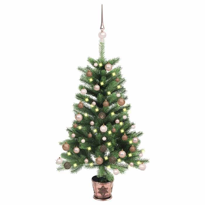 Maison Exclusive - Arbre de Noël artificiel pré-éclairé et boules 65 cm vert