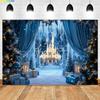 Winter Wonderland Ice and Snow Castle Photo Background Fairy Tale Princess Party Christmas Decor Photography Background Props