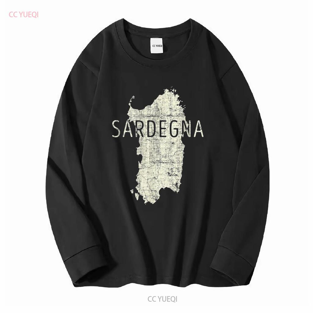Mappa Sarda Word Art Sardegna Italia Souvenir Maglietta Felpa 101261 manica lunga o corta vintage Lavata streetwear Comoda