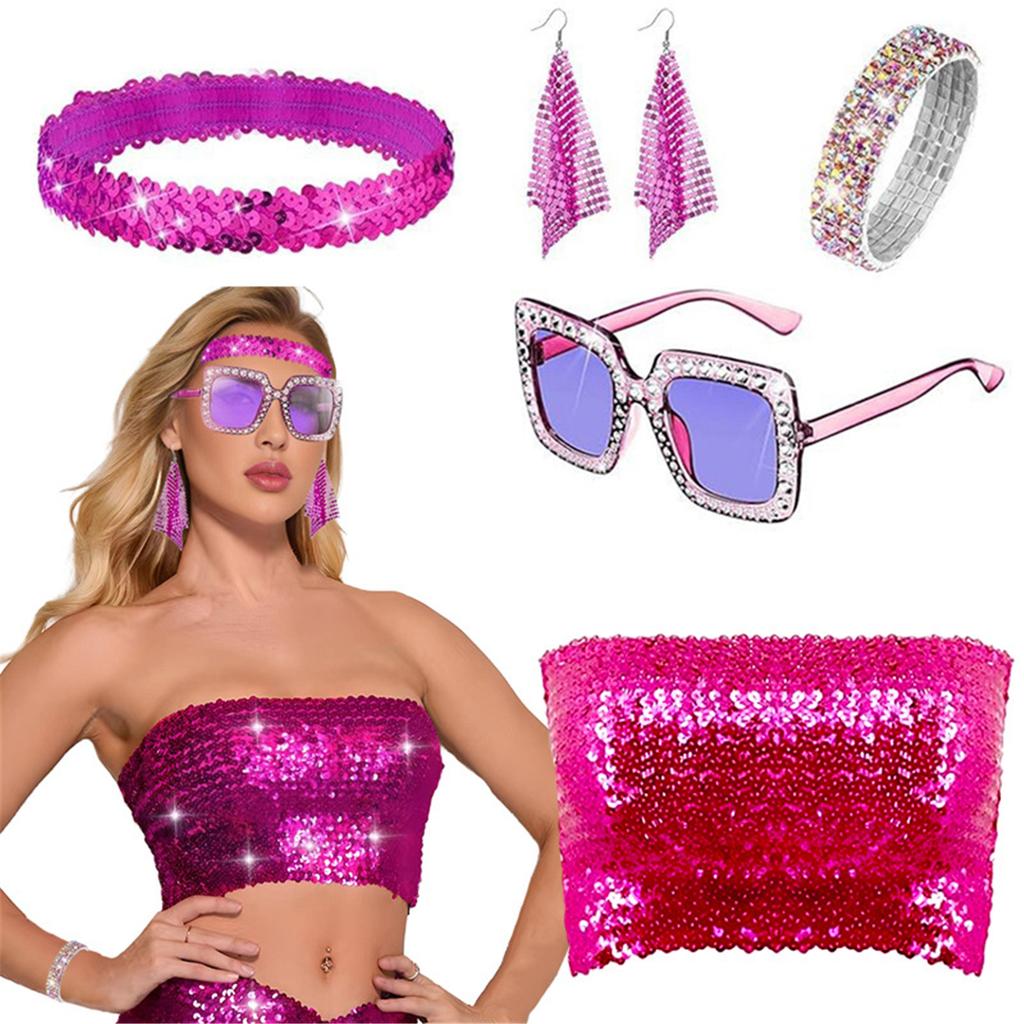 1970s Theme Party Disco Costume Set Sunglasses Earrings 70s Disco Costume Set 1970s Disco Accessories