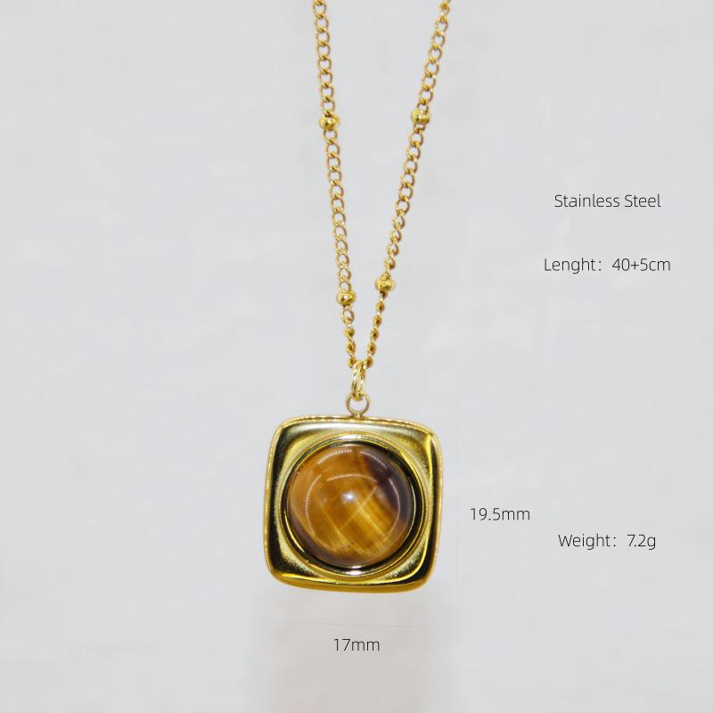 2025 High-End Retro Maillard Tigerauge Anhänger Halskette - Damen Titanstahl Schlüsselbein Kette