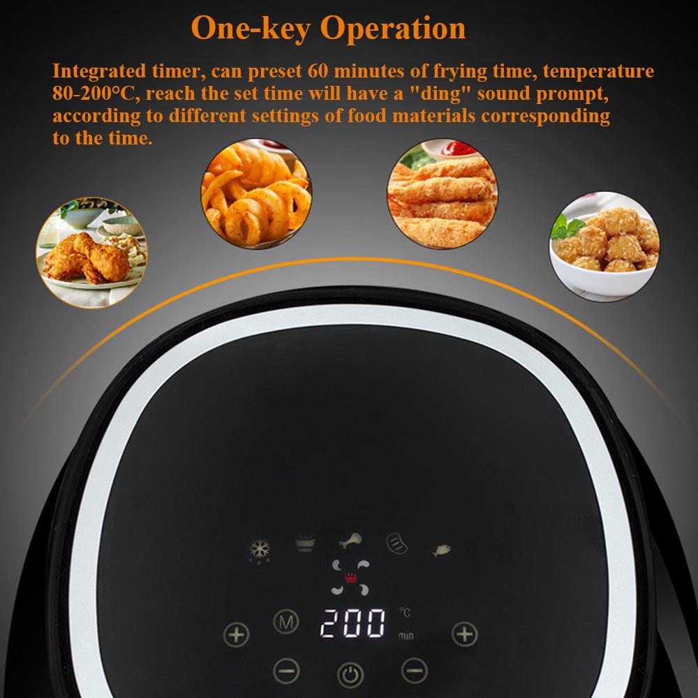 1250W 6.5Qt Digital Air Fryer Health Fryer Cooker Smart Touching LCD Airfryer Pizza Multifunction Smart Fryer for French Fries