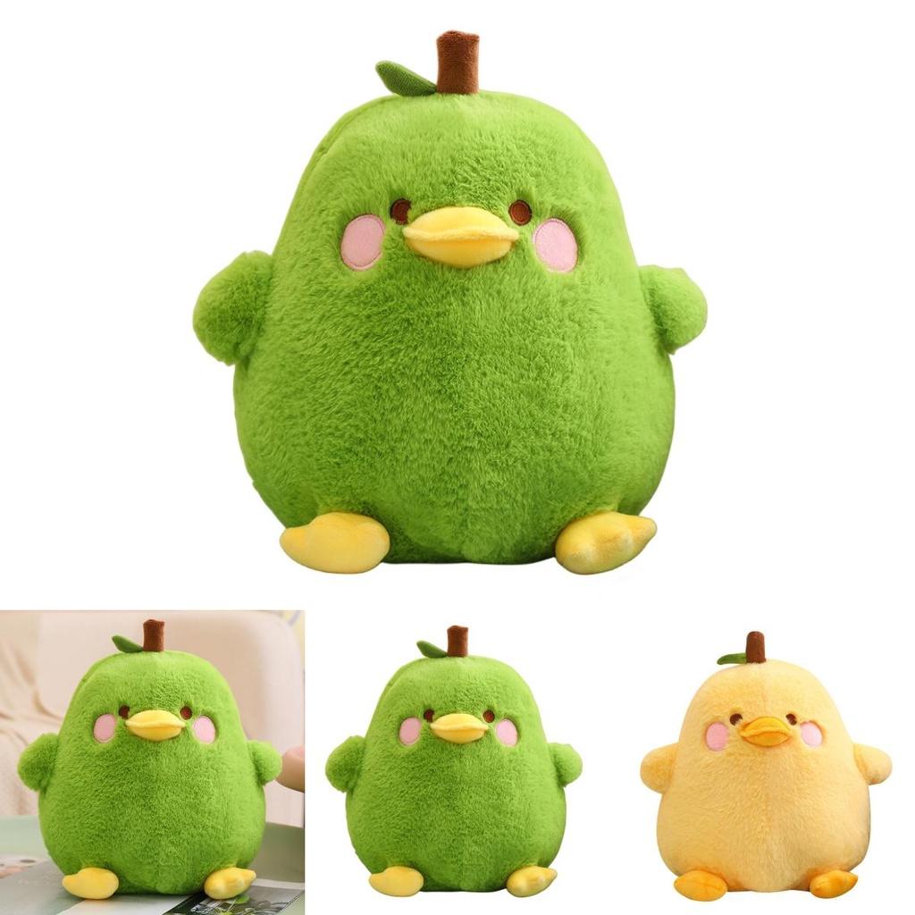 Funny Duck-shaped Plush Toy Pillow For Stress Relief Yellow And Green Pear Duck Design 20cm/30cm/40cm