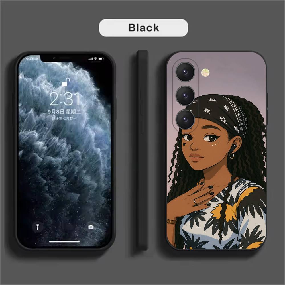 

Afro Black Girls Cartoon Phone Case For Samsung Galaxy A52 A42 A32 A22 A12 A02S A72 A73 A51 A41 A31 A21S A71 A40 A30S A20S SamsungA12