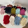 Color Warm Wool Gloves Women's Autumn and Winter New Knitted Winter Riding Five Fingers Cold Solid Color
