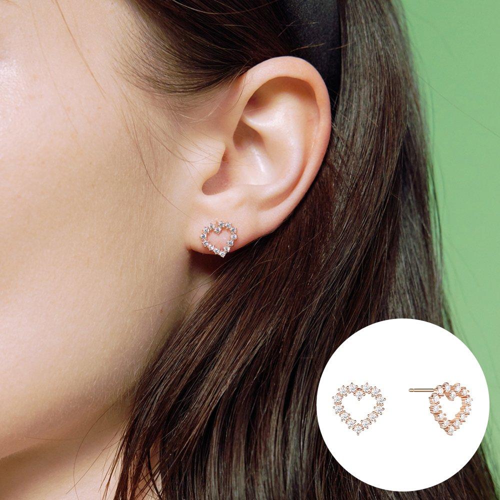 [Rosemont] Silver Heart Earrings Rc24B17E