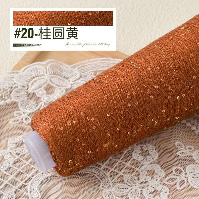 Tencel Cotone Seta Brillante Paillettes Filo di Perline Colorato 100G Filo per Lavorazione a Maglia Seta Lana Maglione Fai da Te Filo Estivo