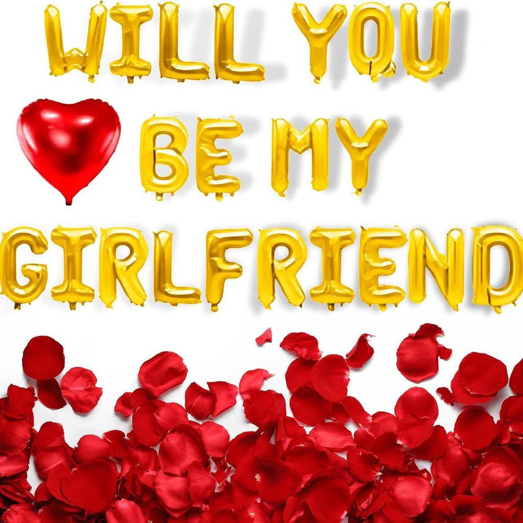 Valentine's Day Red Letter and Rose Set for Proposal or Wedding Decor