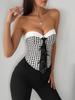 European and American Style Plaid Fishbone Tie Corset Vest for Women