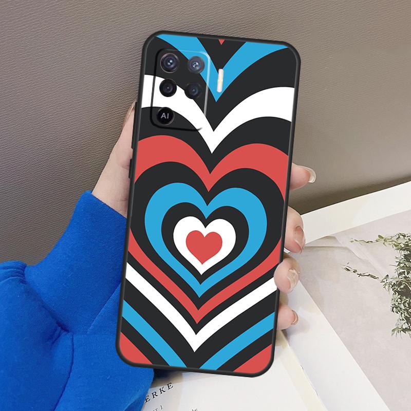 Latte Love Tunnel Brown Heart Case For Oppo A76 A16 A96 A17 A18 A60 A80 A40 A38 A58 A78 A98 A94 A74 A54 A15 A57 A77 A5 Pro