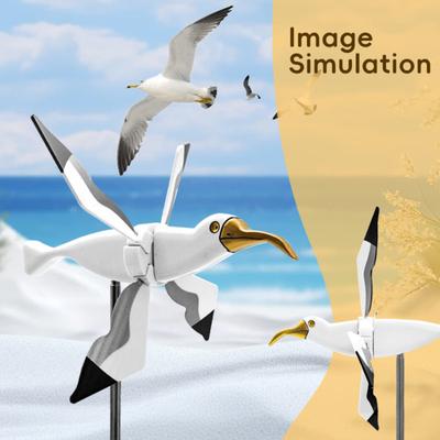 Seagull Windmill Garden Stake Outdoor Flying Bird Wind Spinner Plastic Seagull Animal Whirligig Ornament for Lawn Yard Decor