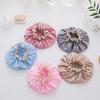 Waterproof Shower Cap Elastic Drawstring Double-Layer Water-Resistant Fabric Hair Protector Hair Care Bath Hat