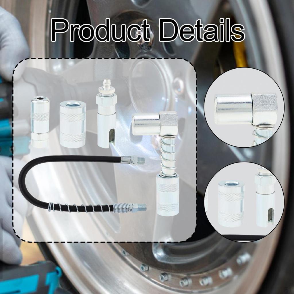 Grease Accessory Kit Flexible Hose Portable Maintenance Coupler Adapter Machine Set