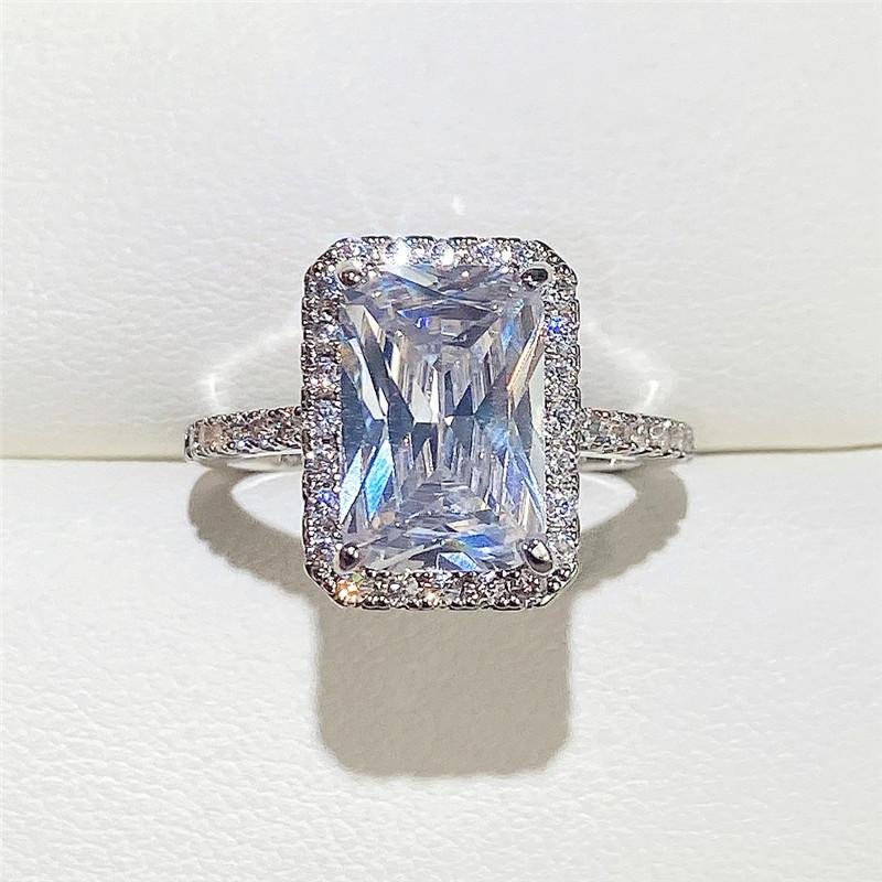 Ny Glitrende Firkantet Geometrisk Design Ringlys Luksus Personlig Mote Stil Forlovelses- og Bryllups Tilbehør
