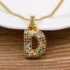 Nidin Fashion Luxury 26 Letters Copper Zircon Pendant Necklace for Women Rainbow Initials Name Necklace Wedding Party Jewelry