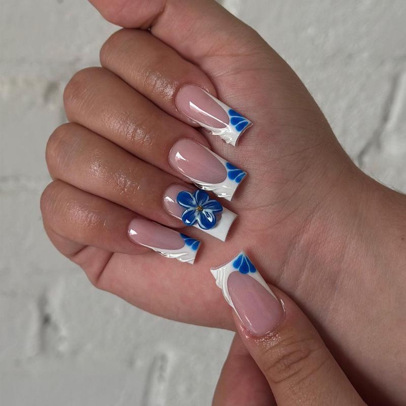 Europäische und amerikanische Gradient Pfirsichblüten Ballett Kurze Nagelspitzen