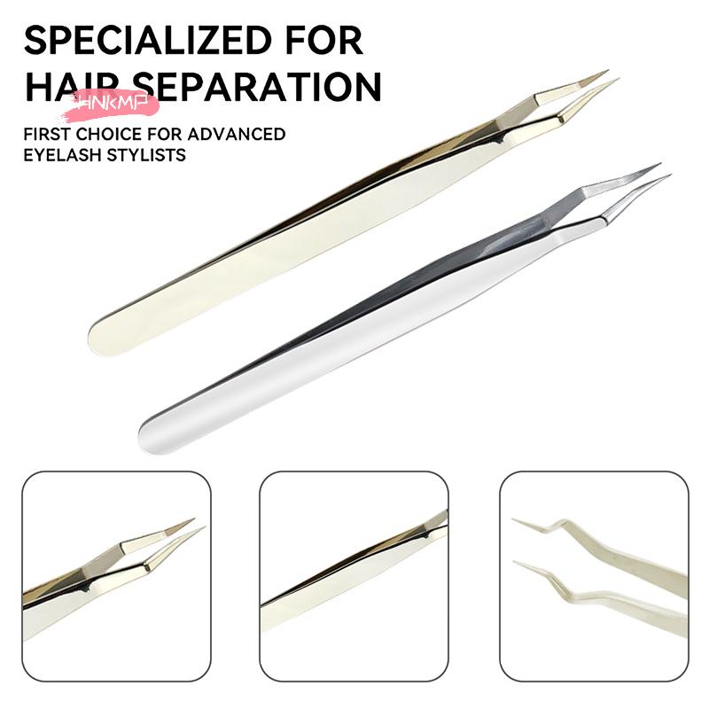 Anti-Slip Stainless Steel Lash Extension Tweezers Curved Tip Straight High Precision for Nail Art Makeup Beauty Tools