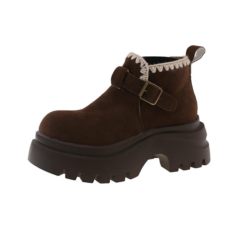 Retro thick-soled heightening boots women's 2025 autumn new versatile and thin short boots British wind locomotive Martin boots