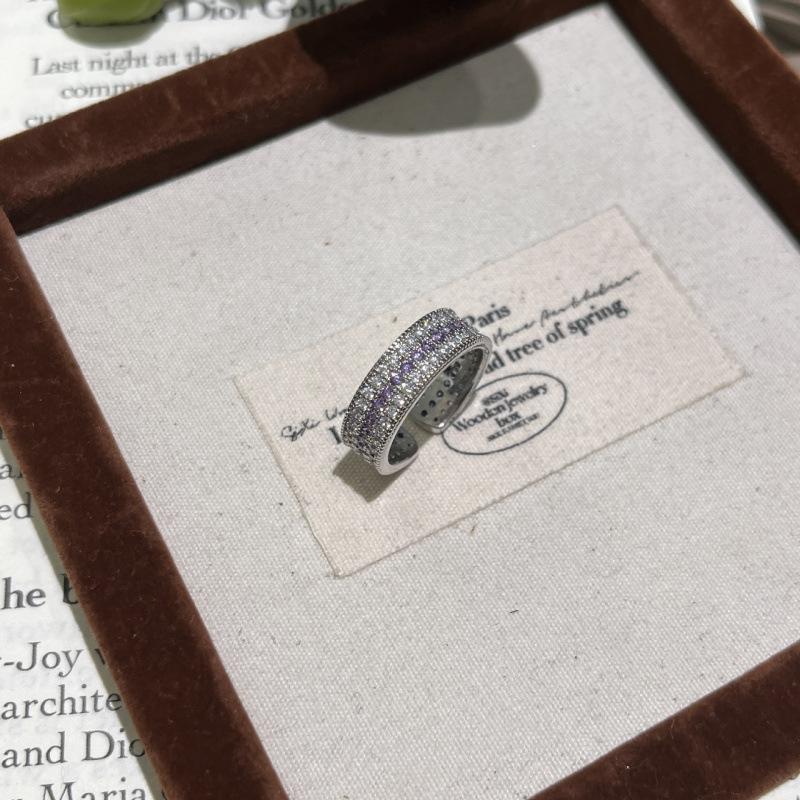 

Flashing Crape Myrtle Necklace Ring Bracelet Heavy Industry Retro Premium Light Luxury Three Rows Full Diamond Set