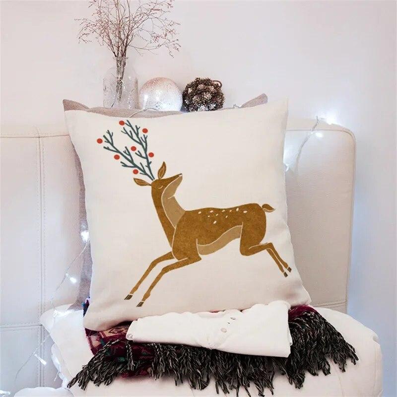 45x45cm Creative Geometric Elk Pillowcase Living Room Sofa Office Seat Car Cushion Cover  Ornament Home Decoration